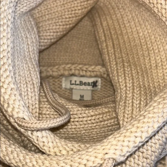 L.L. Bean Beige Double L® Mixed-Cable Sweater, Funnelneck - Picture 2 of 7